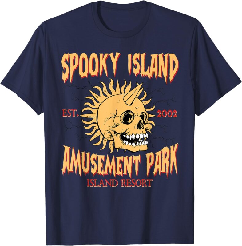 Spooky Island Retro Halloween Skull 90s Halloween Summerween T-Shirt