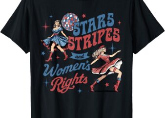 Stars Stripes & Equal Rights 4th Of July Retro Groovy Women T-Shirt