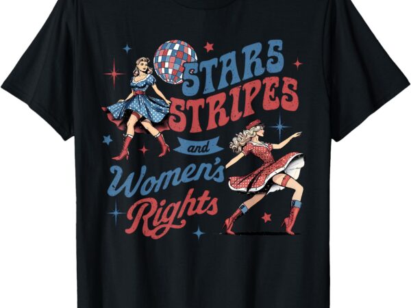 Stars stripes & equal rights 4th of july retro groovy women t-shirt
