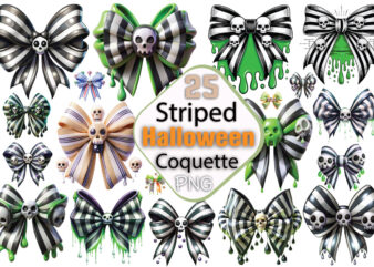 Striped halloween coquette bows bundle