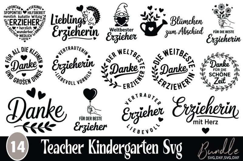 Teacher Kindergarten T-shirt Bundle Teacher Kindergarten SVG Bundle