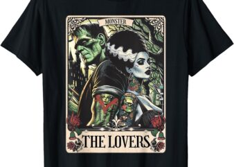 The Monster Frankenstein And Bride The Lovers Tarot Card T-Shirt