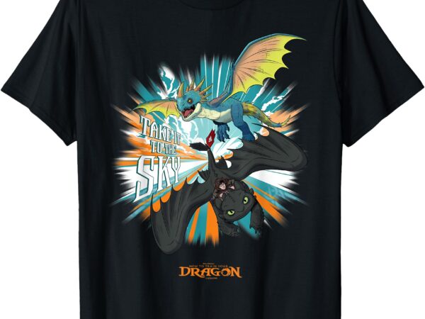 Toothless and stormfly take to the sky t-shirt