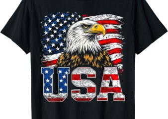USA American Flag Bald Eagle 4th of July Patriotic Men Women T-Shirt