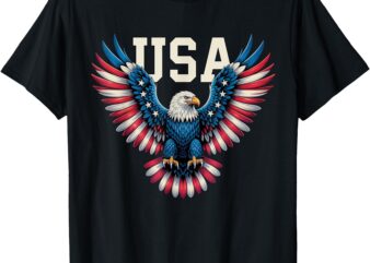 USA American Flag Women Men Kids Bald Eagle Patriotic T-Shirt