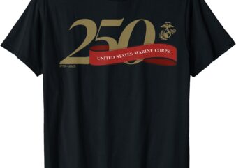 United States Marine Corps 250th Birthday Gold Logo T-Shirt