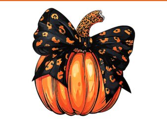 Leopard Coquette Pumpkin Fall PNG, Coquette Bow Pumpkin PNG, Pumpkin Halloween PNG