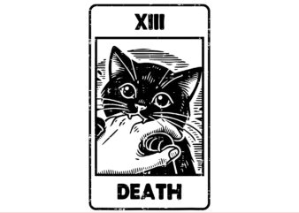 Black Cat Bite Tarot Card Death SVG, Black Cat Death Halloween SVG