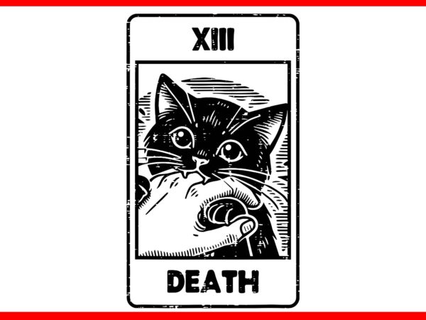 Black cat bite tarot card death svg, black cat death halloween svg t shirt template