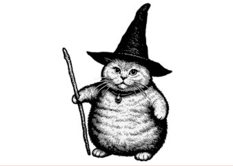 Wizard Cat Weird Halloween SVG, Cat Meme Halloween SVG, Cat Witch Halloween SVG