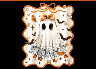 Bow Coquette Halloween Ghost Witch Bat PNG, Lace Boo Ghost Halloween PNG