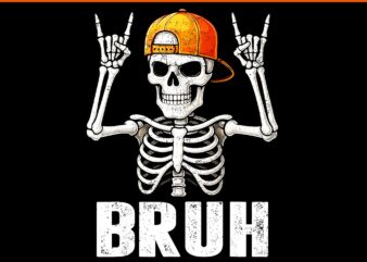 Skeleton Rock On Bruh Halloween PNG, Bruh Skeleton Halloween PNG