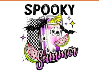 Vintage Spooky Summer Beach Halloween PNG, Spooky Coffee Summer Vacation PNG