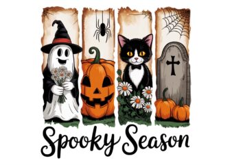 Spooky season ghost pumpkin coquette bow vintage halloween png