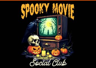Spooky Movie Social Club Horror Movie PNG, Vintage Halloween Spooky Movie PNG
