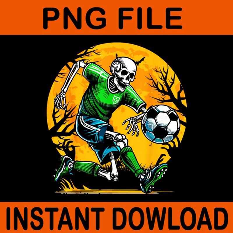 Soccer Skeleton Halloween PNG, Football Spooky Skeleton PNG