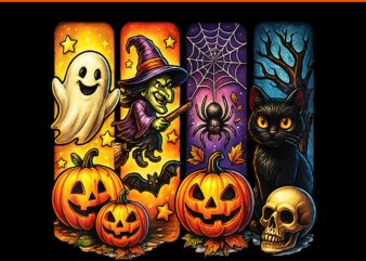 Spooky Retro Ghost Witch Halloween PNG, Cat Witch Halloween PNG