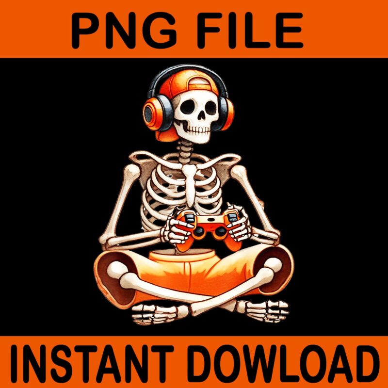 Skeleton Video Game Halloween PNG, Gaming Skeleton Halloween PNG