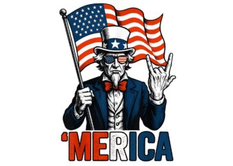 Uncle Sam Merica Rock 4th Of July American Flag USA PNG