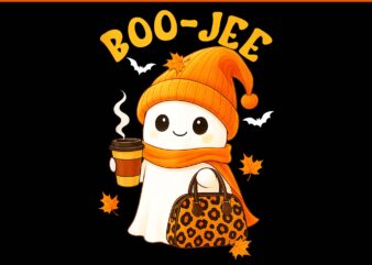 Boo Jee Ghost Halloween Beanie Ghost Coffee PNG, Boo Jee Ghost Halloween