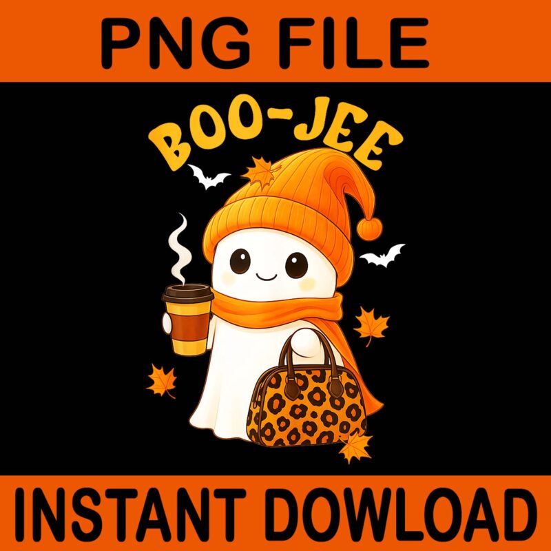 Boo Jee Ghost Halloween Beanie Ghost Coffee PNG, Boo Jee Ghost Halloween