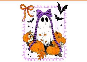 Spooky Vibes Ghost Coquette Bow Halloween PNG