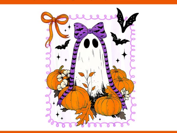 Spooky vibes ghost coquette bow halloween png t shirt template vector