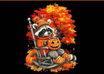 Feral Girl Fall Raccoon Halloween PNG, Pumpkin Raccoon Autumn PNG