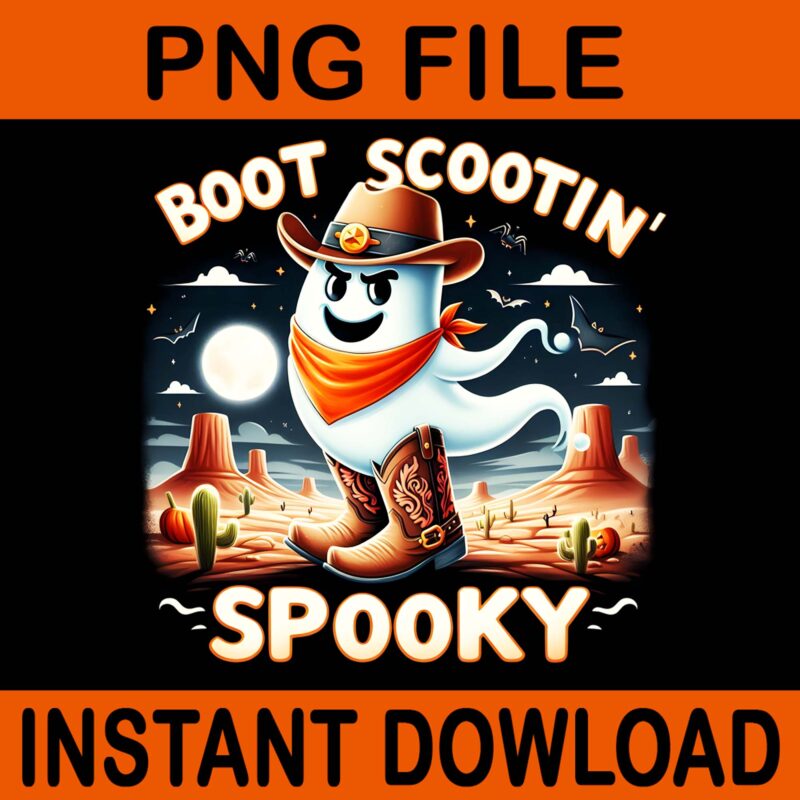 Boot Scoontin’ Spooky Ghost PNG, Spooky Ghost Halloween PNG