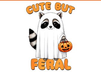 Cute But Feral Ghost Raccoon Halloween PNG, Raccoon Spooky Season Halloween PNG
