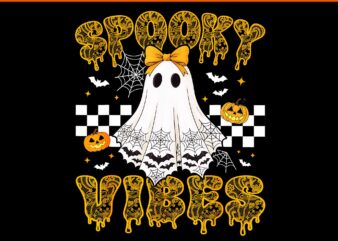 Spooky Vibes Ghost Retro Groovy Halloween PNG, Spooky Vibes Ghost PNG