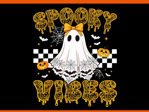 Spooky vibes ghost retro groovy halloween png, spooky vibes ghost png t shirt template vector