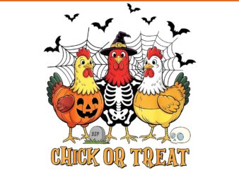 Chick Or Treat Spooky Season Halloween PNG, Chicken Skeleton Halloween PNG