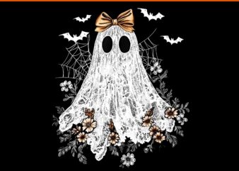 Ghost Wildflower Coquette Bow Halloween Spooky Season PNG