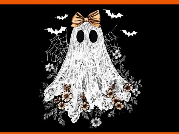 Ghost wildflower coquette bow halloween spooky season png t shirt design template