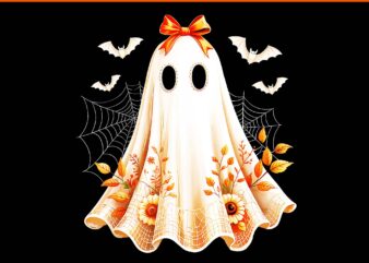 Spooky Vibes Floral Ghost Autumn Pumpkin Halloween PNG
