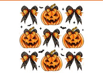 Coquette Bow Pumpkin Spooky Halloween PNG