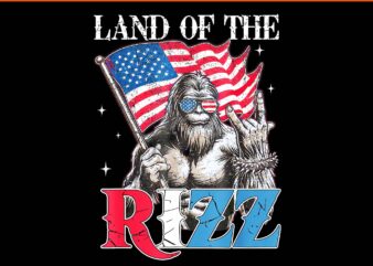 Land of the rizz bigfoot png, bigfoot patriotic 4th of july png