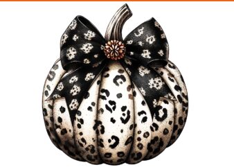 Howdy Pumpkin Leopard Coquette Bow Western Fall Pumpkin PNG, Leopard Coquette Bow Pumpkin PNG