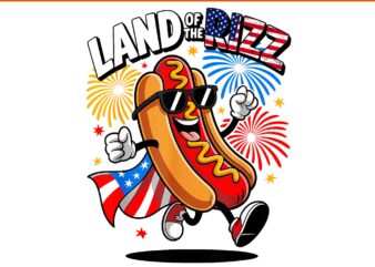 Land of the rizz hotdog 4th of july png, hotdog us flag patriotic png