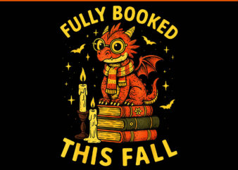 Fully Booked This Fall Book Dragon Reading Halloween PNG
