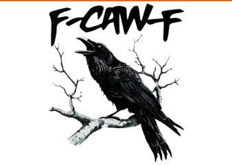 F-Caw-F Black Bird Moon Gothic PNG, Black Crow F-Caw-F Halloween PNG