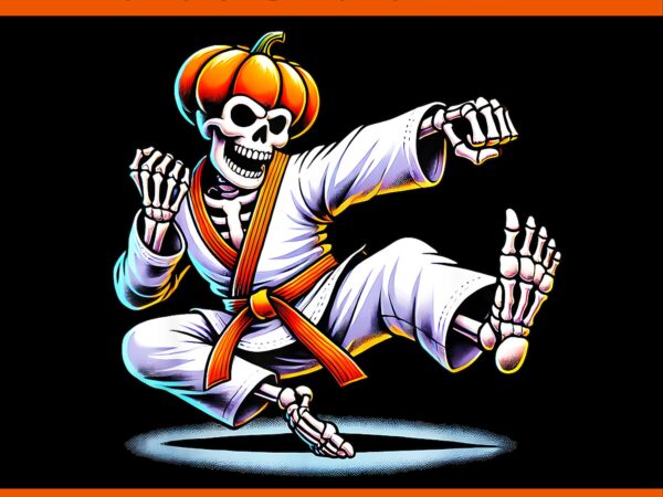 Halloween skeleton karate png graphic t shirt