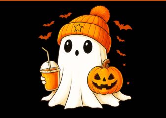 Halloween Ghost Drink Pumpkin PNG, Halloween Ghost Coffee PNG