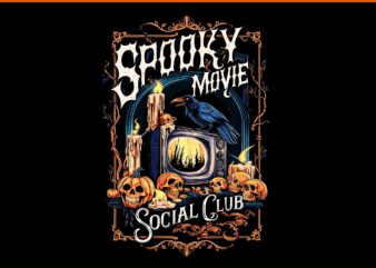 Spooky movie social club vintage tv horror halloween png, spooky movie social club png