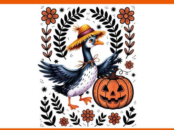 Boho floral silly goose fall halloween pumpkin patch png, silly goose halloween png t shirt template