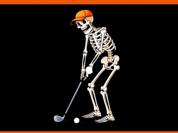 Skeleton golf player golfer halloween png t shirt template vector