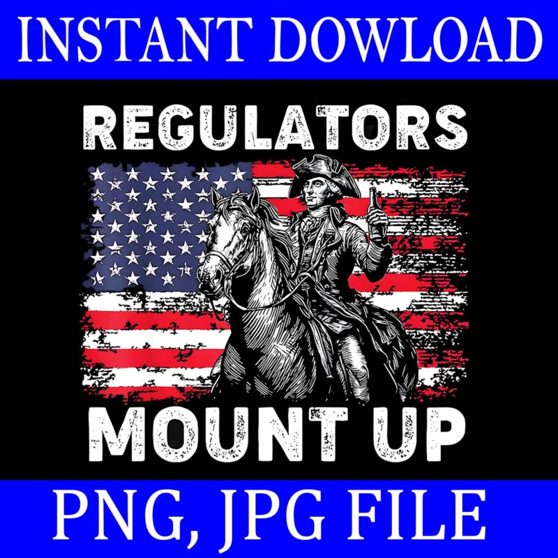 Retro Regulators Mount Up Funny Flag USA Cowboy 4th Of July PNG