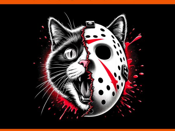 Cat halloween horror movie png, cat horror halloween png t shirt vector file