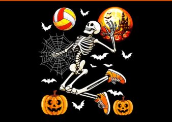 Skeleton Player Volleyball Halloween PNG, Skeleton Football PNG